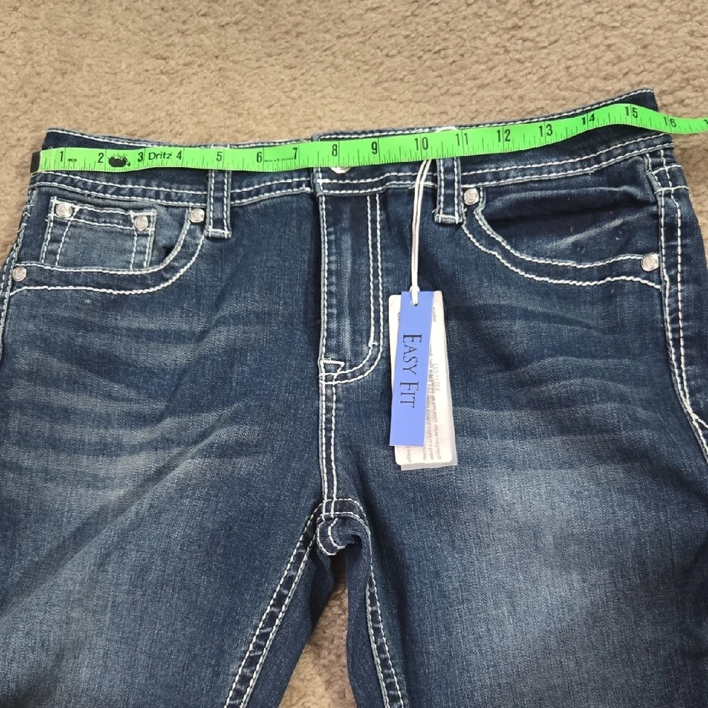 Grace in LA Blue Boot Cut Jeans with Embellished Pockets - Picture 9 of 11